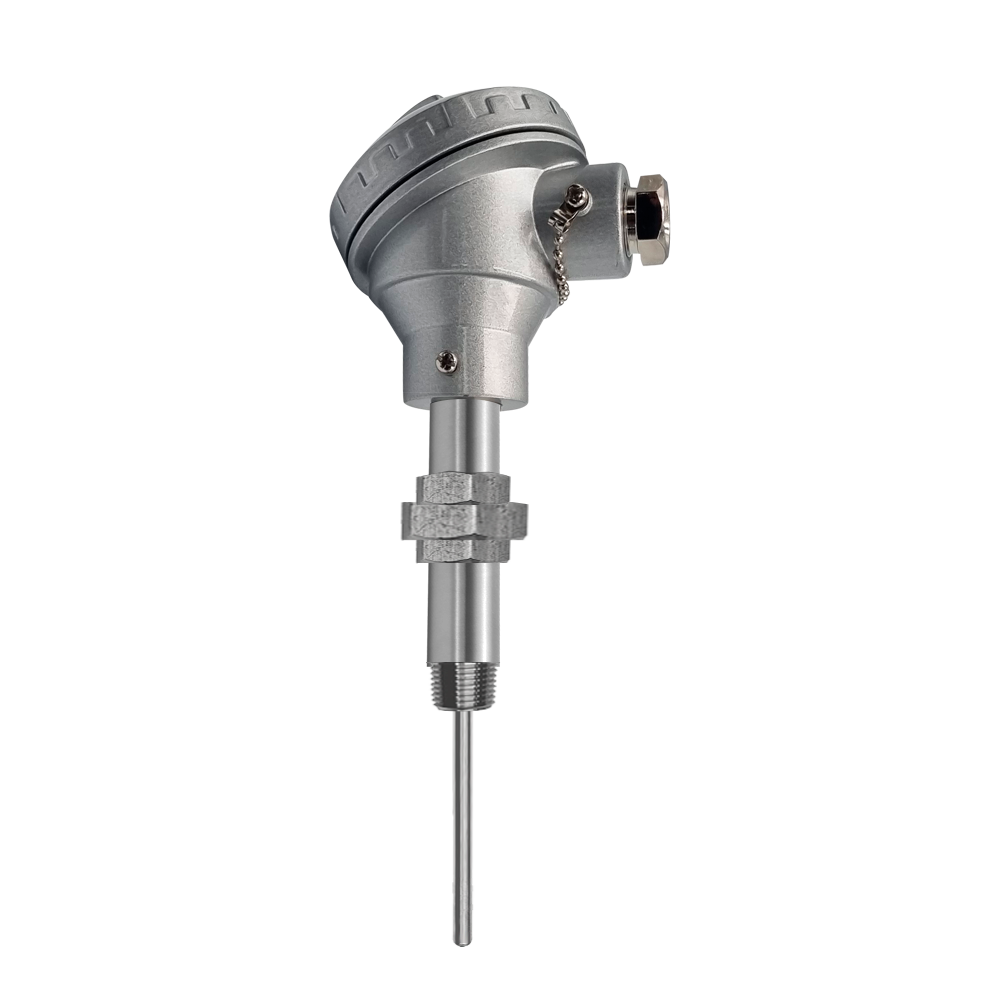 Sensor de Temperatura RTD Pt100 Industrial (-200°C a +600°C) con Cabezal de Conexión, Rosca a Proceso 1/2" NPT/BSP y Vaina de Acero Inoxidable 316 para Gases y Líquidos