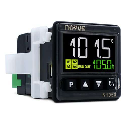 Novus N1050 (1/16 DIN) - Controlador PID de Temperatura Pantalla LCD Multicolor, Rampa y Meseta y Conexión USB