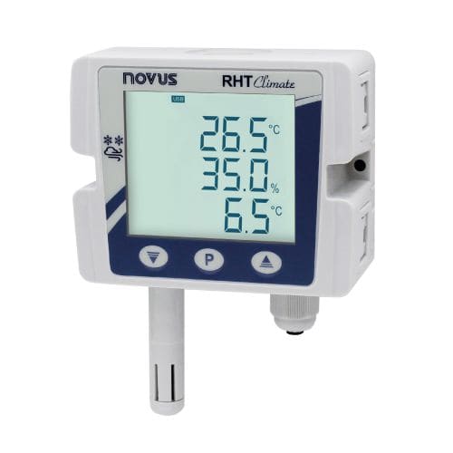 Transmisor de Humedad y Temperatura Novus RHT Climate (4-20mA / 0-10V) - Pantalla LCD, Modbus RTU y Cálculos Psicrométricos