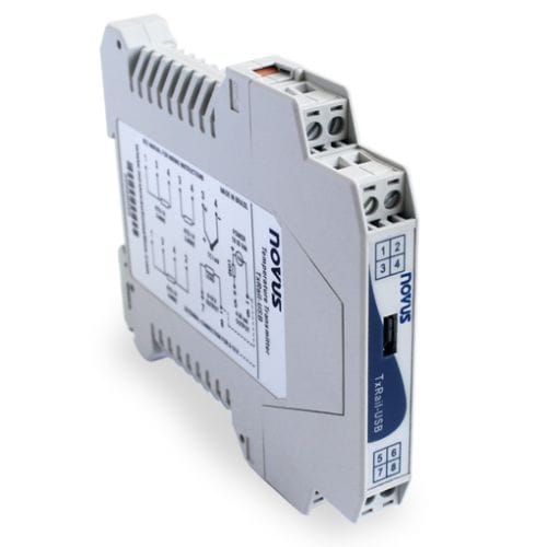 Transmisor de Temperatura Universal Novus TxRail-USB (4-20mA / 0-10V) - Configurable por USB para PT100 y Termocuplas