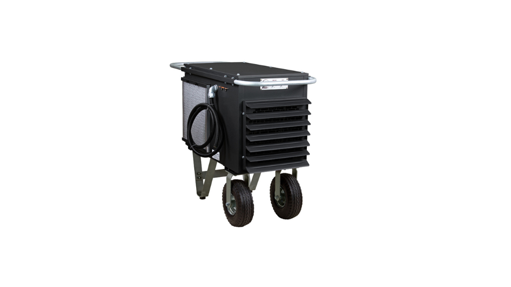 Calefactor Portátil Industrial con Ruedas King Electric Serie PCKW (10kW - 25kW), 1500 CFM, NEMA 12 Resistente a Polvo/Aceite, Termostato Integrado y Protección Smart Limit® para Secado de Obras