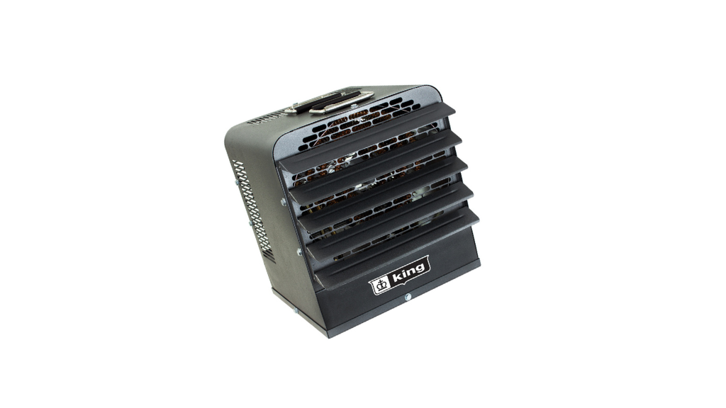 Calefactor Portátil Industrial King Electric PKB-FM (5kW - 20kW), Diseño Apilable para Construcción con Termostato Incorporado, Protección Smart Limit™, Lamas Ajustables y Modo "Solo Ventilador"