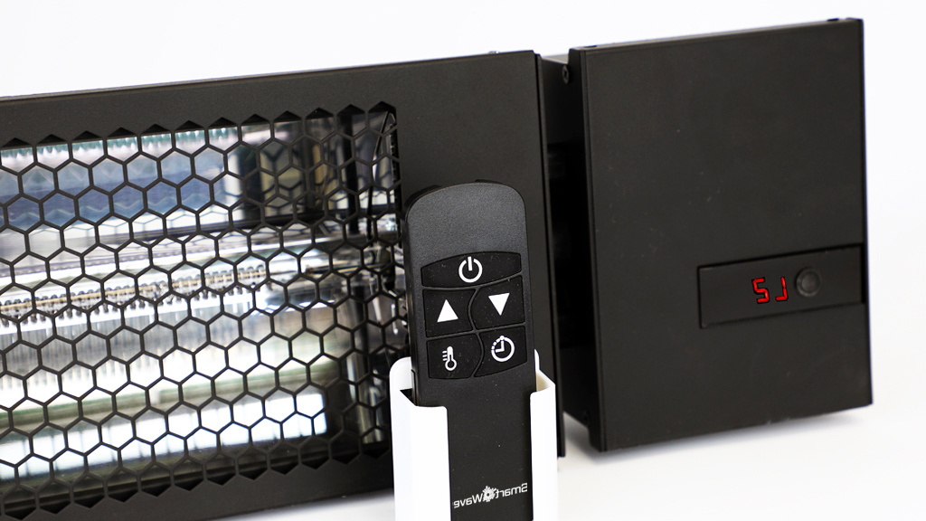Calefactor Radiante Infrarrojo King Electric SmartWave® 3000W (Serie RK 2-Lámparas), Calentador de Doble Fibra de Carbono con Clasificación IP55, Control Remoto y Montaje Ajustable para Patios y Terrazas
