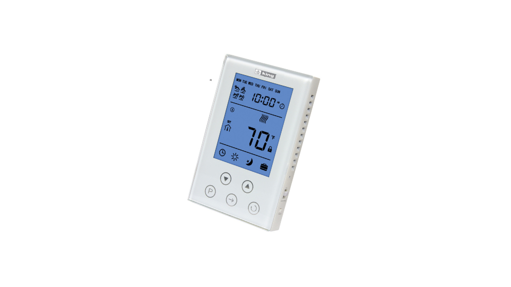 Termostato Programable K302PE para Calefactores Eléctricos, Panel Acrílico, Dual Voltaje 120/208/240V, Control de Temperatura Preciso ±1°F, Pantalla LCD Retroiluminada, Ahorro de Energía del 28%