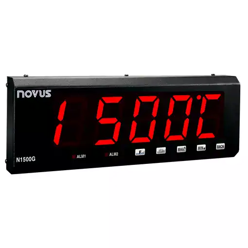 Indicador Universal N1500-G – Entrada Configurable (Pt100, Termocupla, 4–20 mA, 0–50 mV, 0–5 V), Display LED de 5 Dígitos de 56 mm, 24 V de Excitación para Transmisores, Dos Relés de Alarma, Retransmisión Analógica y RS-485 Modbus