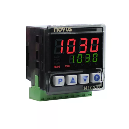 Novus N1030T - Controlador Termostato PID y Temporizador Digital de Alto Rendimiento, Diseño Compacto 35mm, Entrada Pt100/Termocupla con Salida Dual