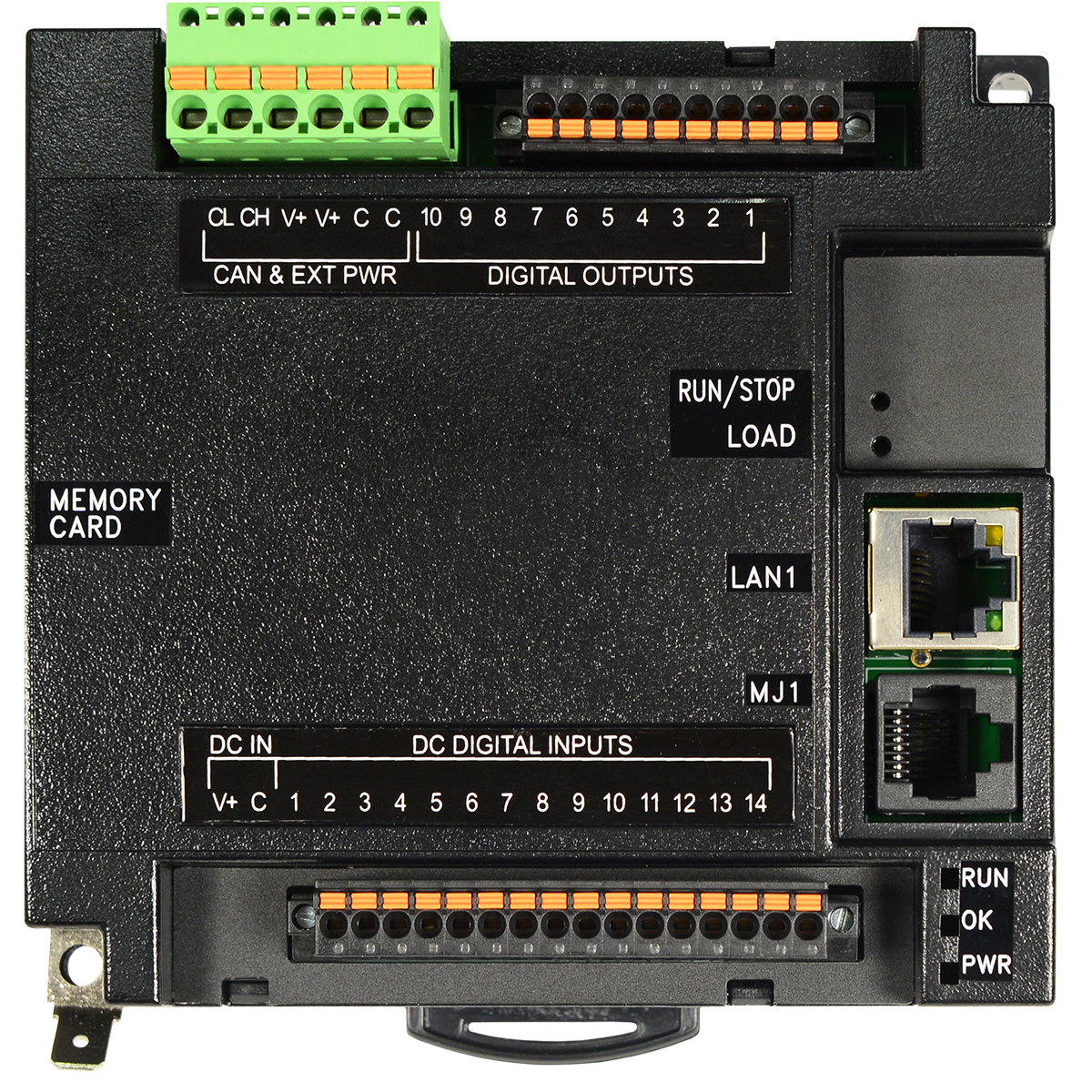 Horner RCC1410-75 Controlador Compacto Remoto sin Pantalla para Automatización de Procesos, PLC de Expansión de 24 E/S Digitales, Red CsCAN y Ethernet, 12V/24VDC