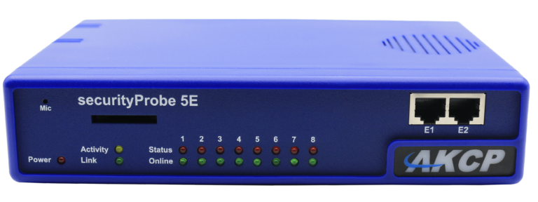 AKCP securityProbe5E Dispositivo de Monitoreo Ambiental y Seguridad, Servidor Web con Linux, Soporte para 500 Sensores y 4 Cámaras, Modbus y SNMP
