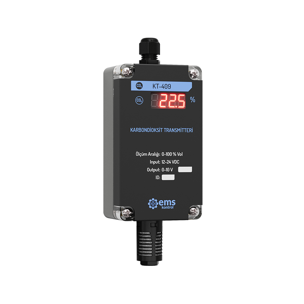 EMS KT-4X9 Transmisor de CO₂ NDIR Rango Alto con Display LCD (Hasta 5% Vol.)