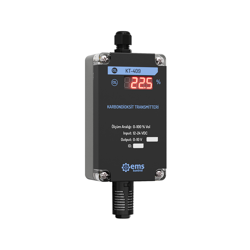 EMS KT-4X9 Transmisor de CO₂ NDIR Rango Alto con Display LCD (Hasta 5% Vol.)