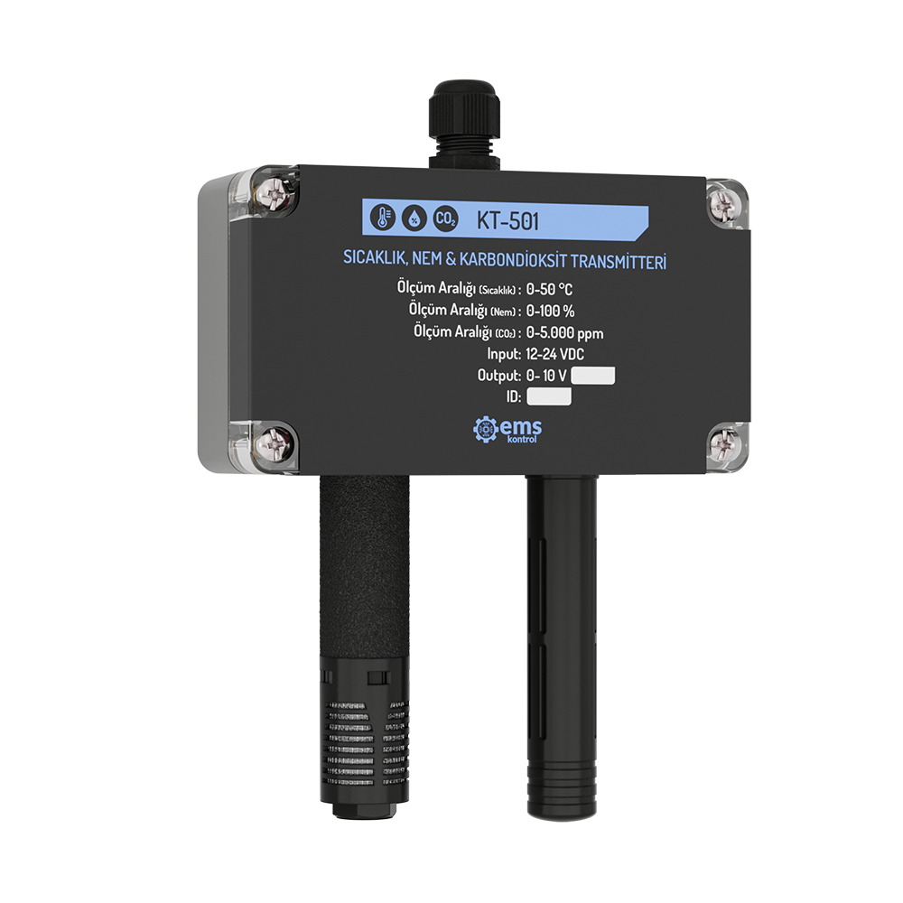 EMS KT-5XX Transmisor Triple de Temperatura, Humedad y CO₂ (3 en 1)