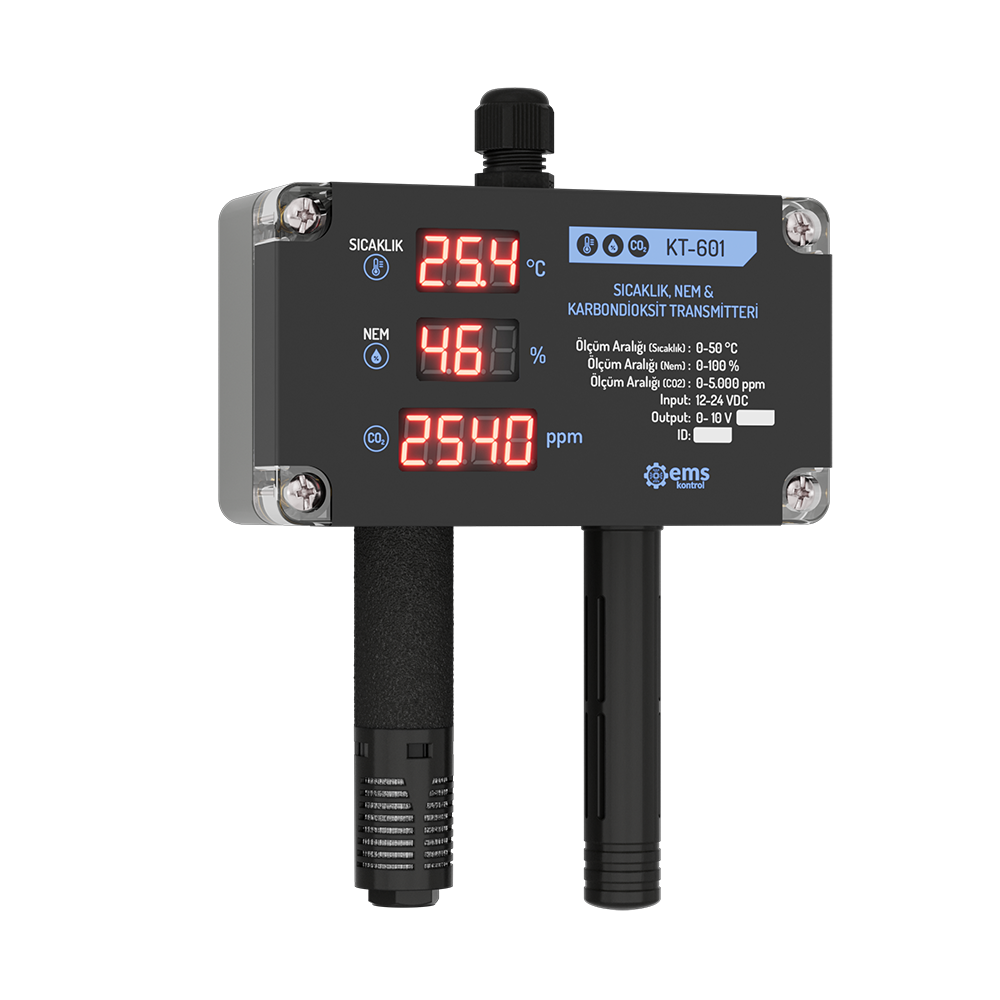 EMS KT-6XX Transmisor Triple (T + HR + CO₂) con Pantalla LCD Gráfica
